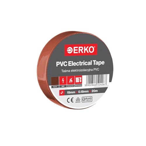 Image of ERKO Electrical Insulation Tape Brown 3/4in x 66ft PVC Wiring Repair, Flexible with Strong Adhesive Force, Chemical Resistant (19mm x 20m)