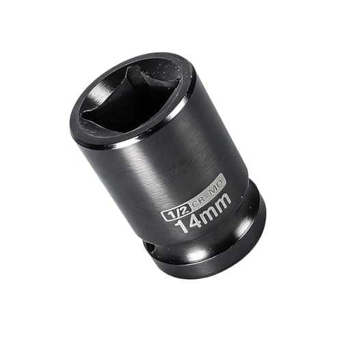 Image of Youzzei 1/2 Inch 14mm Impact Socket, 4 Point Shallow Metric Socket, Upgraded CR-MO Steel 1.57" Length 14mm Impact Sockets Adapter 1/2" Drive for Car Repair Mechanical Maintenance Home Use