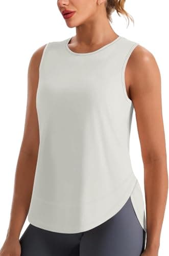 Image of Aokosor Workout Tank Top Women Summer Sleeveless T Shirts Athletic Tops Casual Loose Fit White Gym Top Size 14-16