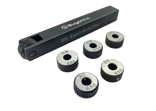 Image of Buyohlic Single wheel knurling tool holder with 5 spare HSS knurls (16 x 16 x 100 mm)