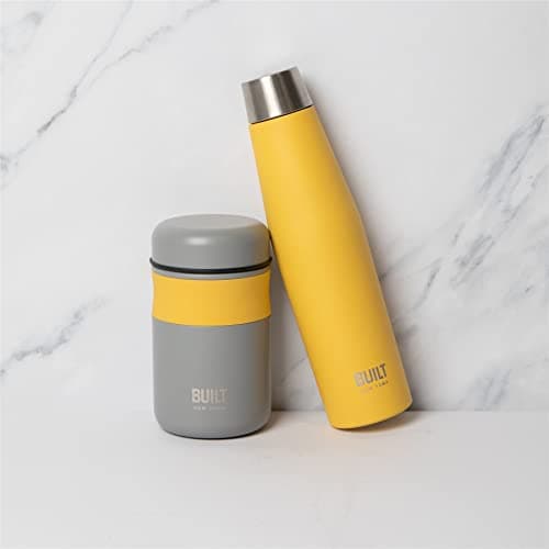 Image of Built Stylist 490ml Food Flask and Perfect Seal 540ml Yellow Hydration Bottle Set