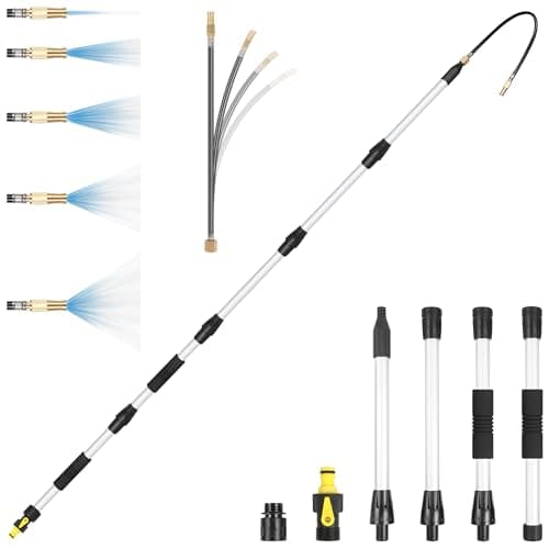 Image of WESBRITE Gutter Cleaning Tools From The Ground, 7FT Gutter Cleaner with Adjustable Multiple Water Flow Modes, Gutters Cleaning Tool for Leaves and Debris, Fits Standard Garden Hoses