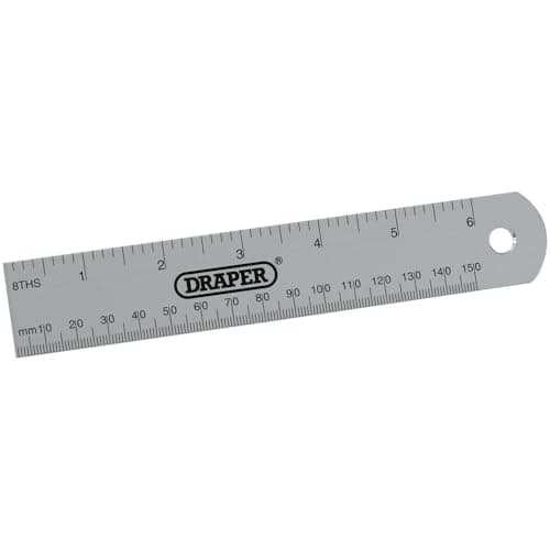 Image of Draper 152mm Stainless Steel Rule | 6 Inch Precision Metal Ruler for Cutting | 52396