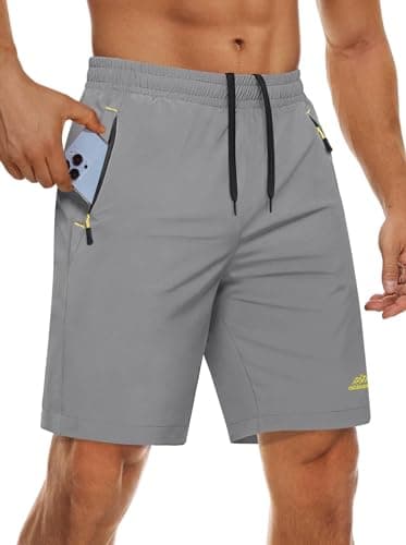 Image of MAGCOMSEN Men Gym Shorts Breathable Running Shorts Summer Workout Shorts Outdoor Exercise Shorts Tennis Shorts Light Grey, 34