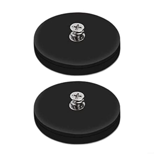 Image of 2 Pack Rubber Coated Magnet Base With M6 Male Thread Anti-Scratch Magnetic Holder For Tools And Equipment 1.69 Inch Diameter 22 Lbs Pull Force, Black(D66)