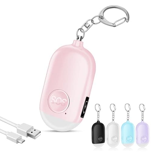Image of Hion Safe Personal Alarm for Women,Rechargeable 130dB Police Approved Rape Rope Alarm with LED Flashlight Self Defense Keychain,Panic Attack Safety Alarm for Girl Kid Elderly Student(Pink)
