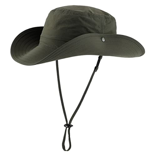 Image of Magracy Men UPF 50+ Safari Sun Hat Wide Brim UV Protection Water Repellent Hiking Fishing Boonie Hat Army Green