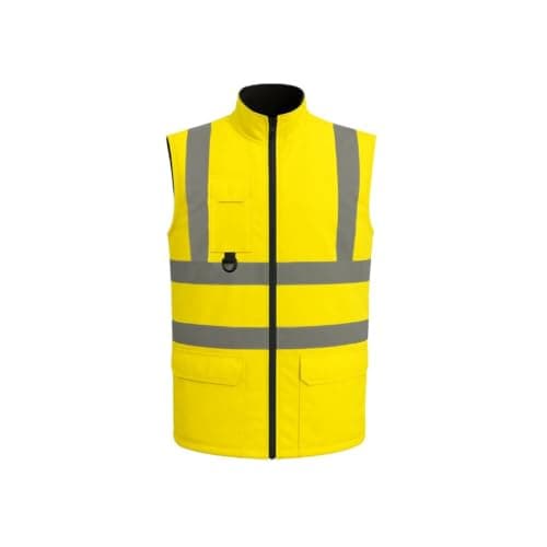 Image of Step Ahead Hi Vis 2-in-1 Reversible Fleece Bodywarmer – High Visibility Safety Vest – Reflective Gilet with Front Pockets – Workwear for Men & Women – EN ISO 20471 Compliant (Yellow, XL)