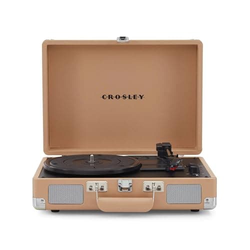 Image of Crosley Cruiser Plus Portable Turntable - Bluetooth Record Player, 3-Speed Suitcase Vinyl Player, Home Turntables for Vinyl Records, Built in Stereo Speakers & Bluetooth Receiver, AUX Input, Light Tan