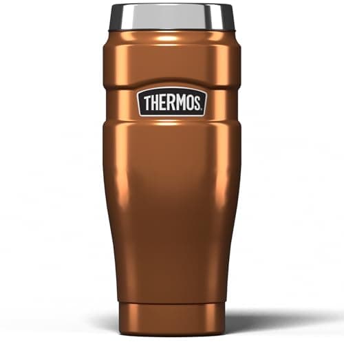 Image of Thermos Stainless King Travel Tumbler & Multi- Purpose Flask- 470ml Insulated Hot & Cold Water Bottle for Daily Commute & Weekend Adventures - Sleek Design in Copper, 5-Year Durability