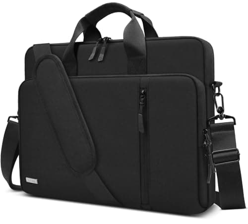 Image of TECOOL 15.6 16 Inch Laptop Bag, 360 Protective Case Messenger Bag Waterproof Computer Sleeve Briefcase with Shoulder Strap for 15.6 16 Inch Laptop Notebook Chromebook, MacBook Pro 16, Black