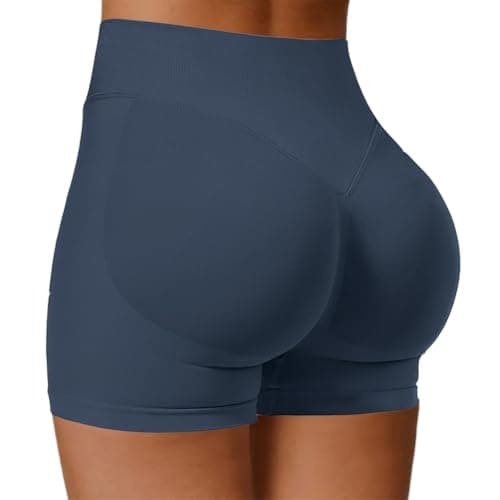 Image of Gym Shorts for Women Hidden Scrunch Bum 4.5" Butt Lifting Seamless Workout Cycling Yoga Booty Shorts(Slate Grey, M)