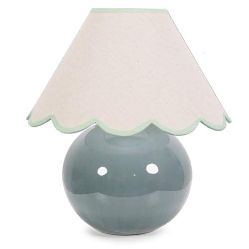 Image of ValueLights | Eucalyptus Ceramic Table Lamp with Green Trim Scallop Lampshade Living Room Bedside Light | Table Lamps, Home Décor & Improvement Essential