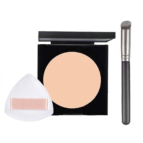 Image of Hydrating Pink Under Eye Brightener and Concealer Set with Creamy Full Coverage Formula for Dark Circles - Lightweight Cream Concealer Palette with Brush and Sponge Applicator for Fair to Medium Skin