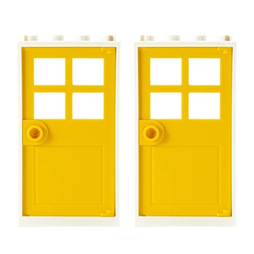 Image of LEGO Bricks Frame with Door, 1 x 4 x 6 cm, White/Yellow, 2 Piece
