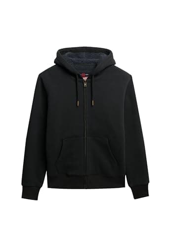 Image of Superdry Borg Lined Full Zip Sweatshirt M Black