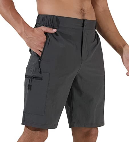 Image of Suwangi Men's Cargo Hiking Shorts Outdoor Lightweight Quick-Dry Shorts Golf Walking Climbing Fishing Short with Zipper Pockets Grey