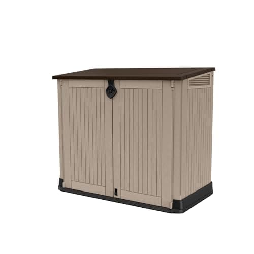 Image of Keter Store it Out Midi Wheelie Bin Box Beige / Brown