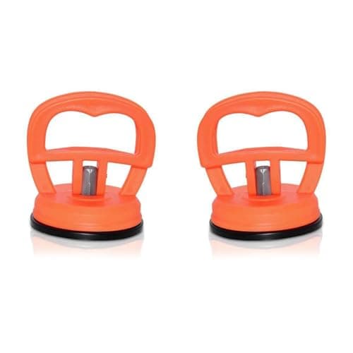 Image of Orange 2 Pack Small Suction Cups, Heavy Duty Car Dent Puller & Glass Lifter, 5.7CM Dual-Purpose Dent Removal Tool for Car Repair, Furniture, Tiles, Windows (2 Suction Pads)