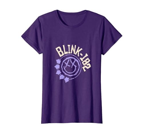 Image of Official Blink-182 Purple Smiley Logo T-Shirt, Women, Purple, Large