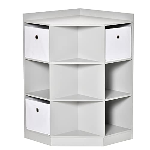 Image of HOMCOM Kids Bookcase, 3 Tier Toy Organiser Storage Unit BookShelf with 3 Non-woven Fabric Drawers, Anti-tip Device, for Bedroom, Children's Room, Playroom, Grey