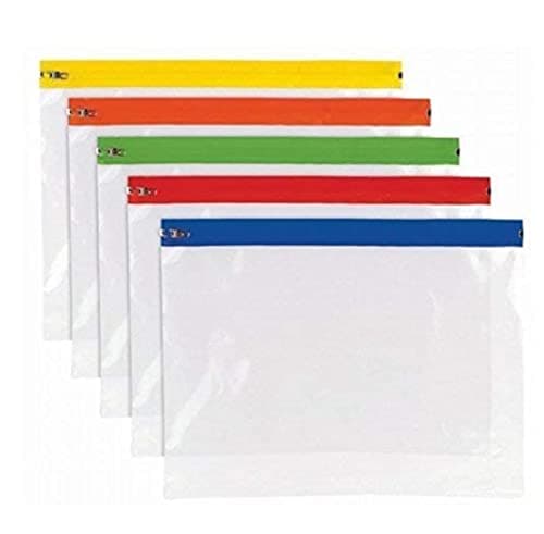 Image of Pack of 10 A4 Plus Zip Wallets Pouch Document Bag Wallet - Assorted Color, File Storage Zip Bag - Ziplock Document Holder