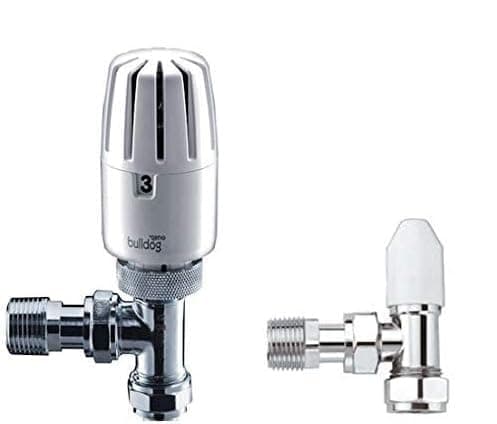 Image of Pegler Bulldog GEN2 15mm Angled TRV Thermostatic Radiator Valve Lockshield Pack
