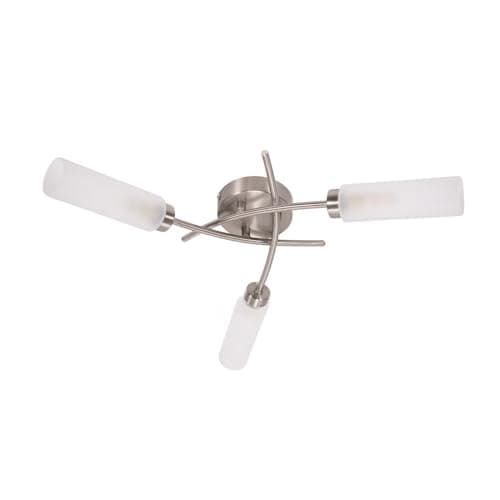Image of ValueLights | 3 Way Curved Cross Over Design Brushed Chrome Ceiling Light Fitting | Close-to-Ceiling Lights, Home Décor & Improvement Essential | Mains Wired