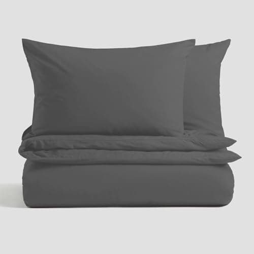 Image of MAGNA COLLECTION King Size Duvet Cover Set - Hotel Quality King Size Bedding Set (230x220cm) with Matching Pillowcases - Soft Brushed Microfibre Polyester Duvet Cover (Charcoal Grey, King)