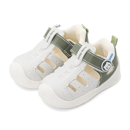 Image of MK MATT KEELY Baby Boys Girls Sandals Toddlers Summer First Walking Shoes Kids Closed Toe Pre Walkers with Anti-Slip Rubber Sole,Green,Size 6 UK Child
