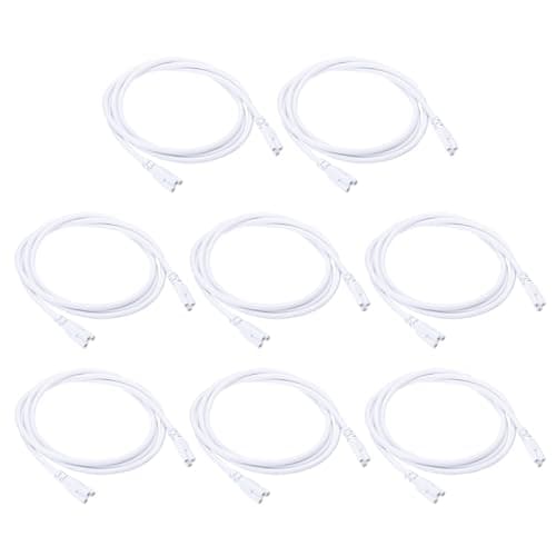Image of PATIKIL 1.5M / 4.9Ft T5 T8 LED Lamp Connecting Wire, 8 Pack LED Double End 3 Pin Cable Connector Linkable Extension Power Cords for LED Integrated Tube, White