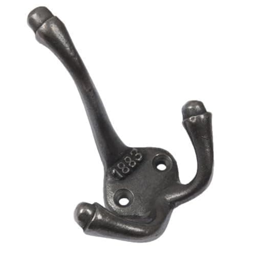 Image of ChromeHardware® | 10 X Hand Forged Cast Iron 1883 Antique Triple Coat Hooks
