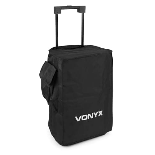 Image of VONYX SC12B 12-Inch Speaker Cover Protective Carry Case with Handle Opening - Durable Nylon PA Speaker Bag for AP & VSA Speakers, DJ Travel Covers with Accessory Pocket, Black
