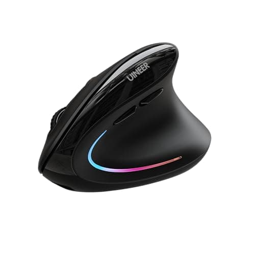 Image of Uineer Wireless Ergonomic Mouse, [Upgraded] Rechargeable Vertical Bluetooth /2.4G Optical Mouse with Side Scroll, 7 Color LED, Quiet Clicks, 3 Multi-Device Connectivity for Computer, PC, Mac, Laptop