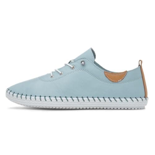 Image of Ladies St. Ives Light Blue Leather Plimsoll 4 Light Blue