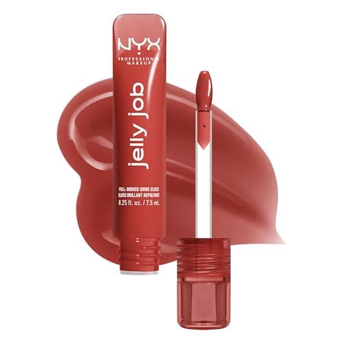 Image of NYX Professional Makeup Jelly Job Peptide Lip Gloss, High-Shine Glassy Finish, Volumizing Peptide Complex & Cherry Oil, 16 Shimmer & Pure-Shine Shades, Shade: Jelly Filled