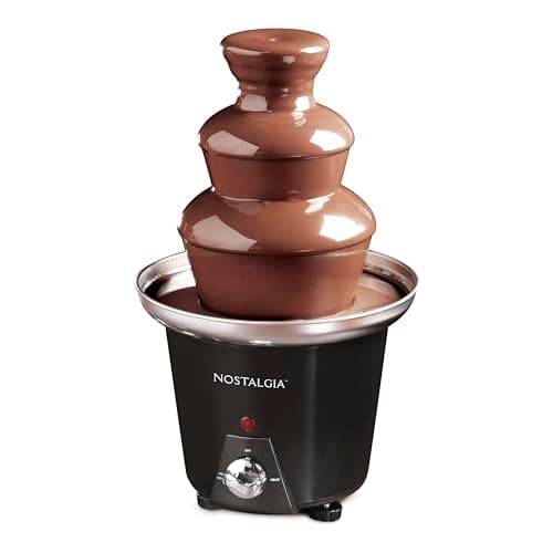 Image of Nostalgia 3 Tier Electric Chocolate Fondue Fountain Machine for Parties - Melts Cheese, Queso, Candy, and Liqueur Dip Strawberries, Apple Wedges, Vegetables, and More, 936 ml Capacity, Stainless Steel