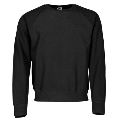 Image of Fruit of the Loom Men's Raglan Sweatshirt Regular Fit Crew Neck Long Sleeve Sweatshirt, Black (Black 000), Large (Manufacturer Size:Large)