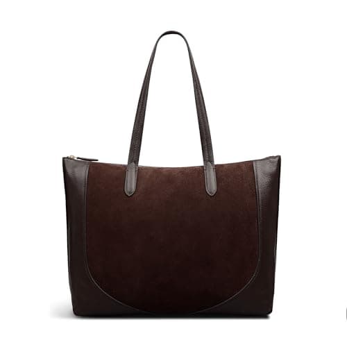 Image of RADLEY London Wood Park - Suede Women's Leather Large Ziptop Tote, Dark Oak