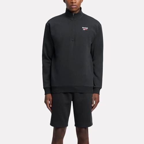 Image of Reebok Identity SL Fleece 1/4 Zip Black/White/red Sweatshirt Size L