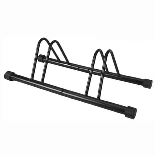 Image of Greenfields Heavy-Duty 2-Bike Floor Stand | Metal Pipe Bicycle Storage Rack for Garage, Shed, or Outdoor Use | Loop Parking Holder with Rubber Feet | Easy Assembly & Scratch-Resistant Design