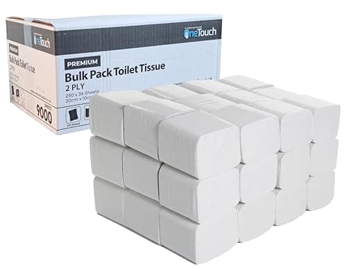 Image of 2 Ply Premium Bulk Pack Toilet Tissue Rolls, Soft, Strong and Absorbent Bulk Pack Paper White Dispenser Toilet Paper Fragrance Free Folded 9000 Sheets (250x36) Sheets