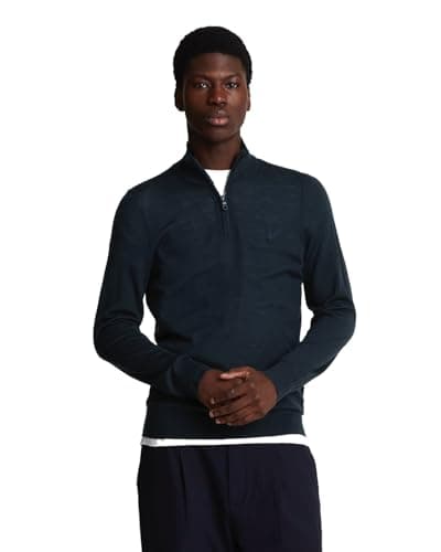 Image of Lyle & Scott Mid Knits Tonal Eagle Merino Quarter Zip Jumper Z271 Dark Navy, L