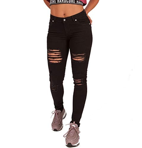Image of Hardcore Ladies Cotton Rich Soft Touch High or Mid Rise Denim Skinny Jeans (Dakota - Black, 26W)
