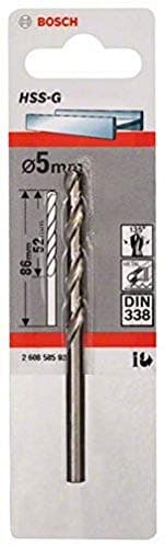 Image of Bosch Professional 1x Metal drill bits HSS-G DIN 338 (for metal, Ø 5 x 52 x 86 mm, Accessory Drill Driver)