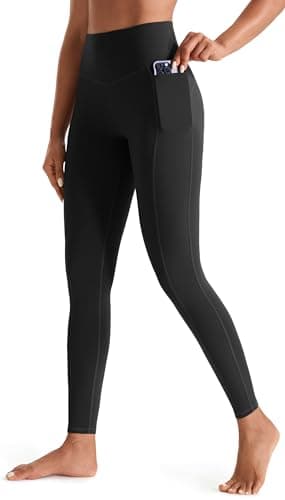 Image of JOYSPELS Women's Gym Leggings with Pockets - High Waisted Tummy Control Full Length Yoga Pants for Workout, Running, Daily Leisure Black M