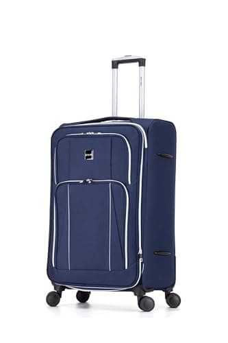 Image of Skylark Large 29” Lightweight Softshell Expandable Suitcase, Integrated Combination Lock, 4 Wheels Check in Luggage for 23kg (Navy, 112 litres)