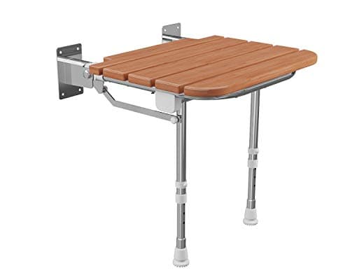 Image of Cassellie Bathroom Folding Wooden Adjustable Shower Seat Compact Mobility Wall Mounted**G