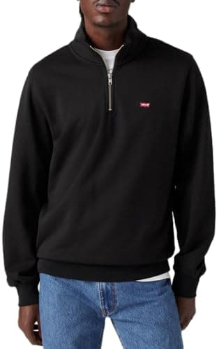Image of Levi's Men's Original Hm 1/4 Zip Sweatshirt, Mineral Black, XL