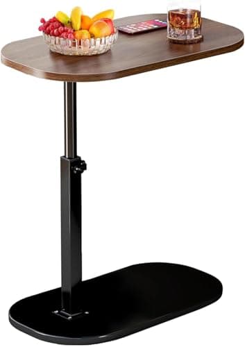 Image of BSTMOME TV Tray Table, Adjustable Height & 90° Flip-Over Panel Design, Sofa Arm End Side Table for Eating Laptop Couch Bed Dinner or Small Spaces (Walnut)